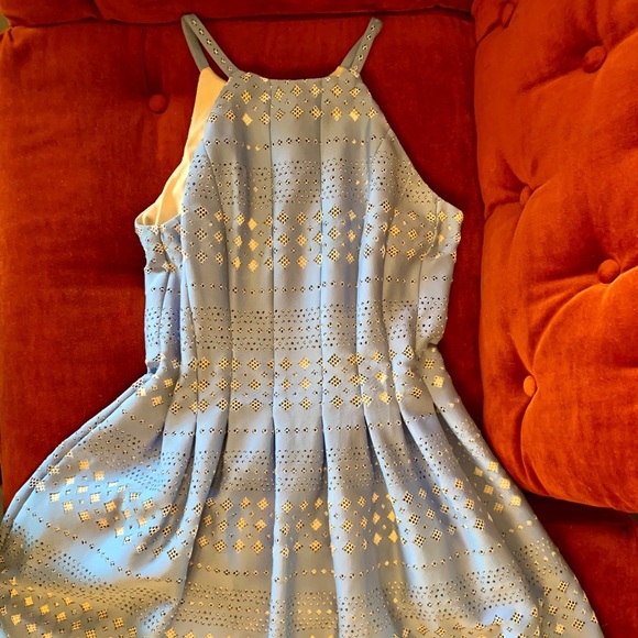 Eliza J Blue And White Peep Lace Dress POCKETS​ - Picture 2 of 5